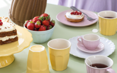 20% på farverige tallerkener, krus og skåle