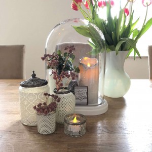 Glas kuppel H33cm Hvid bund