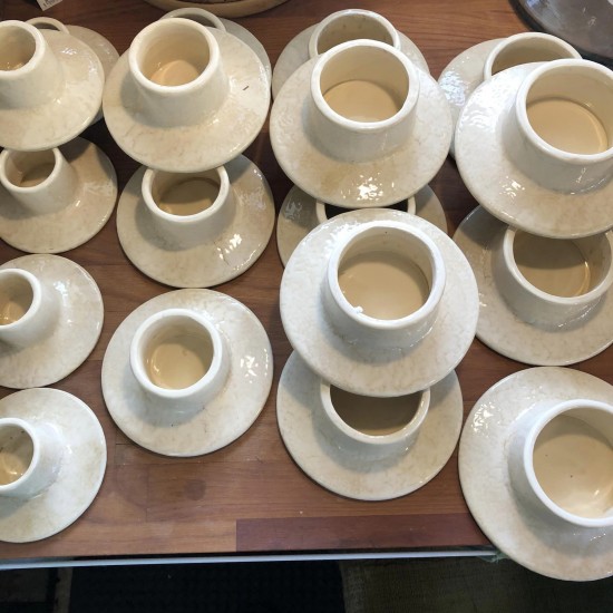 Unika keramik Lysestage til Bloklys Ø4 cm creme