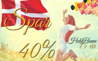Spar 40% på Alt* - Hebehome Fylder 15 år