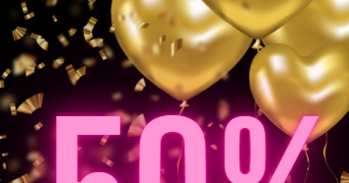 Fødselsdagssalg - Tina 50år = 50% - Tilbuddene gælder KUN i dag den 8. maj
