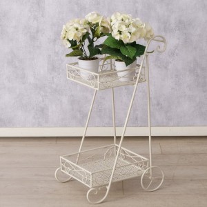Blomstervogn i hvidt metal 76cm Blomstervogn i hvidt metal 76cm