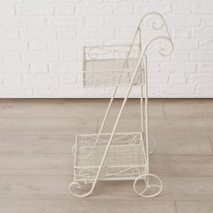 Blomstervogn i hvidt metal 76cm Blomstervogn i hvidt metal 76cm