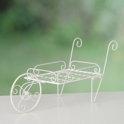 Plantevogn i hvidt metal 70cm Plantevogn i hvidt metal 70cm