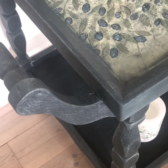 Skønt vintage rullebord Oliven L65cm