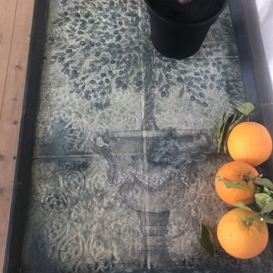 Skønt vintage rullebord Oliven L65cm