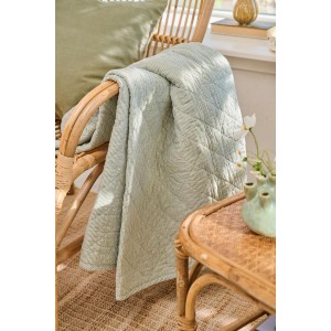 Quilt hvide og støvgrønne mælkedrengestriber