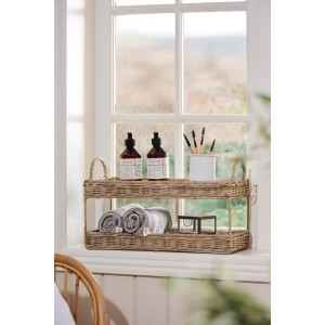 Bakke i 2 etager med hanke gråt rattan Bakke i 2 etager med hanke gråt rattan