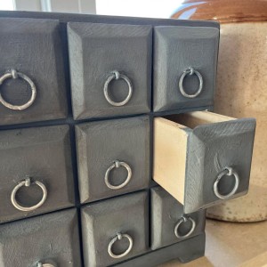 Lille bordkommode med små skuffer Vintage French blue