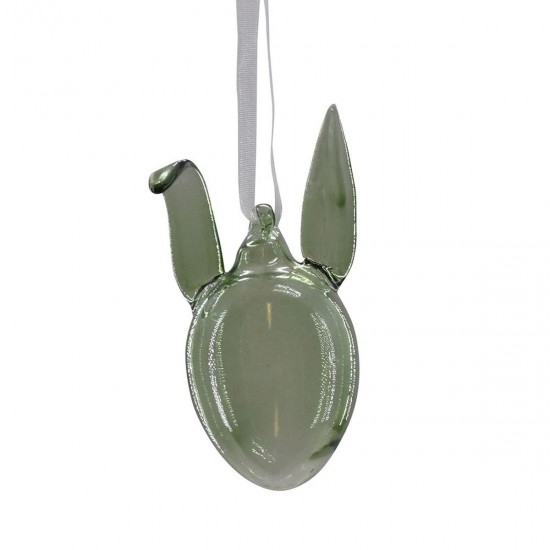 Glas hare grøn 7 cm ophæng