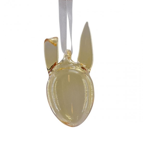 Glas hare gul 7 cm ophæng