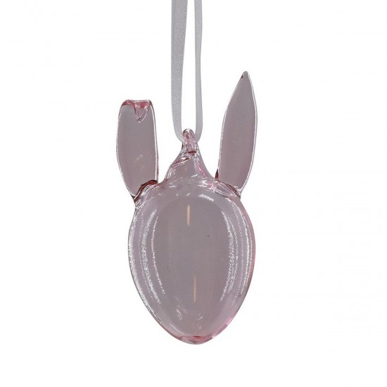 Glas hare lyserød 7 cm ophæng
