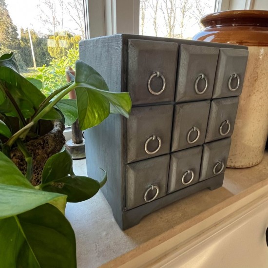 Lille bordkommode med små skuffer Vintage French blue