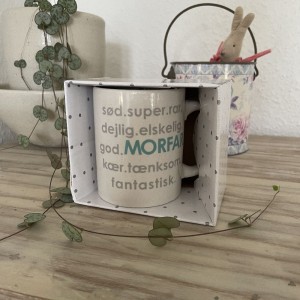 Krus med tekst Sød super.. Morfar