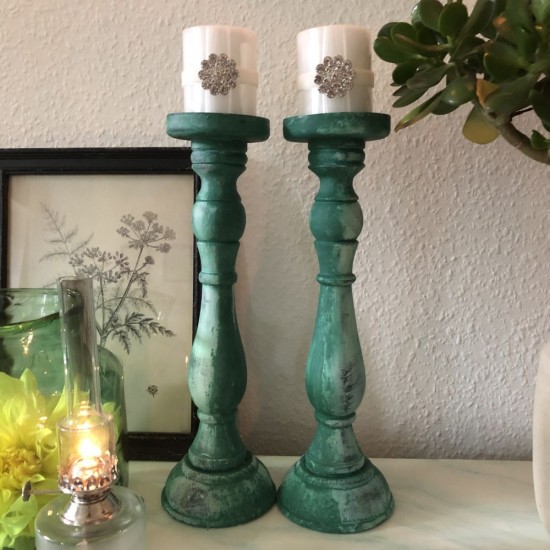 Lysestager sæt med patina 37 cm Lysestager sæt med patina 37 cm