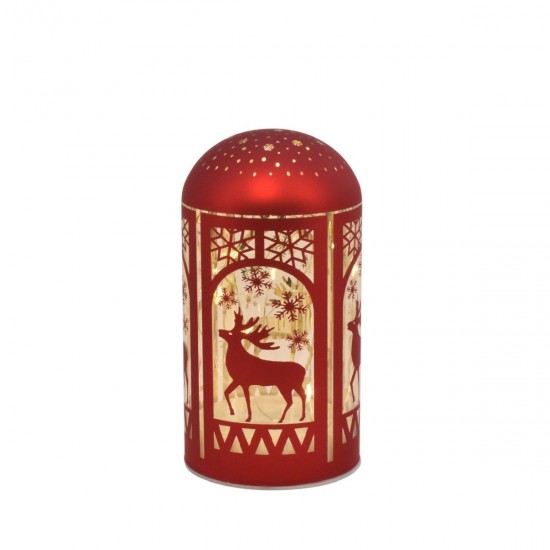 Glashus X-Mas LED med timer H:12 cm Rød
