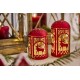Glashus X-Mas LED med timer H:12 cm Rød