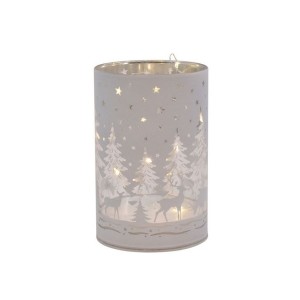 Glas stage med LED lys med timer H:12 cm hvid Glas stage med LED lys med timer H:12 cm hvid