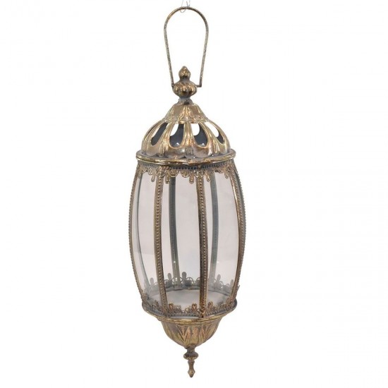 Lanterne 38 cm med ophæng antik guld