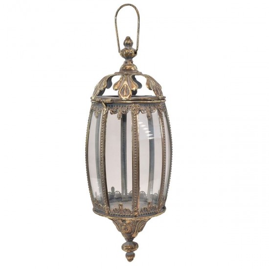 Lanterne 46 cm med ophæng antik guld
