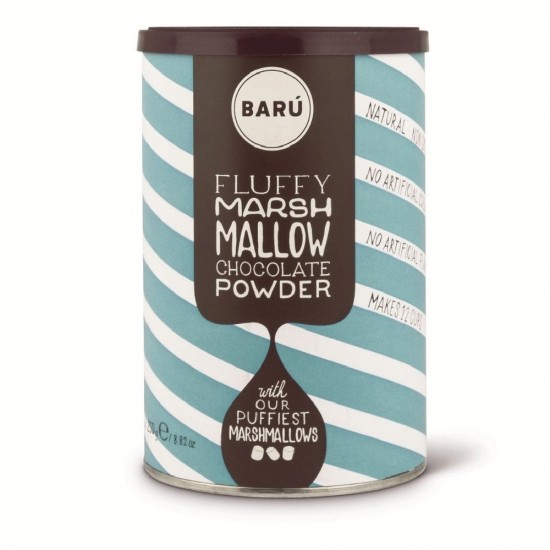 Luksus lys Chokolade pulver med små marshmallows 250g fra BARU til varm cacao lyseblå Luksus lys Chokolade pulver med små marshmallows 250g fra BARU til varm cacao lyseblå
