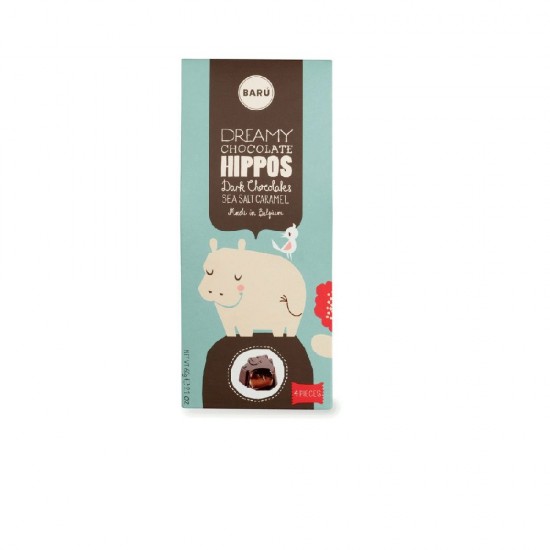 4 stk Mørk chokolade med Saltkaramel - Dreamy Hippos fra Baru 60g
