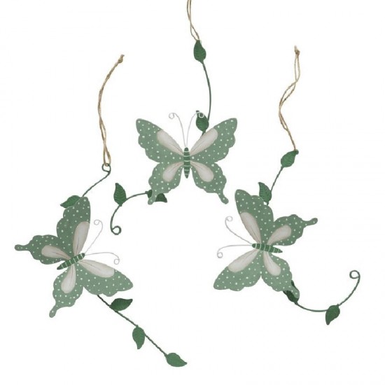 Sommerfugl metal støvgrøn 21 cm Sommerfugl metal støvgrøn 21 cm