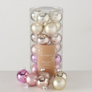 24 Julekugler Champagne - lyserød mix Ø6cm