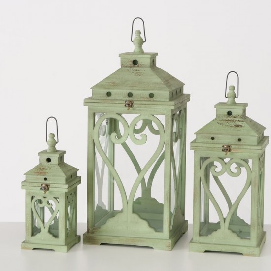 Lanterne 54 cm grøn vintage stil