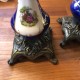 Antikke franske Lysestager i Porcelæn og messing Antikke franske Lysestager i Porcelæn og messing