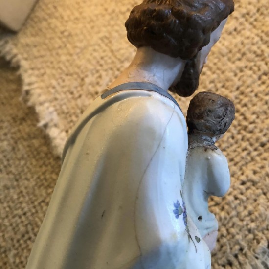 Antik Kristus figur i bisquit 30 cm mange reperationer