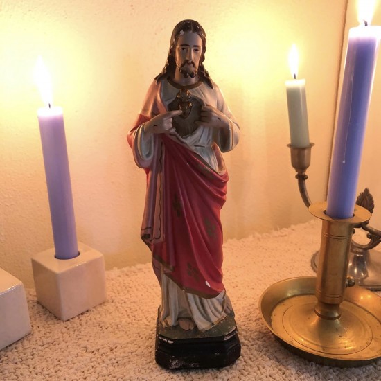 Antik Kristus figur i gips 27 cm