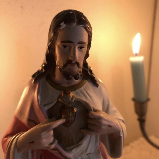 Antik Kristus figur i gips 27 cm
