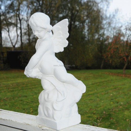 Smuk Engel 46 cm - Frostsikker havefigur i marmor