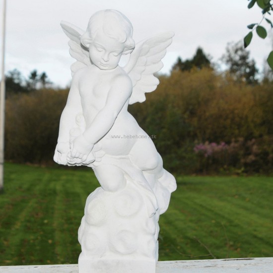 Smuk Engel 46 cm - Frostsikker havefigur i marmor