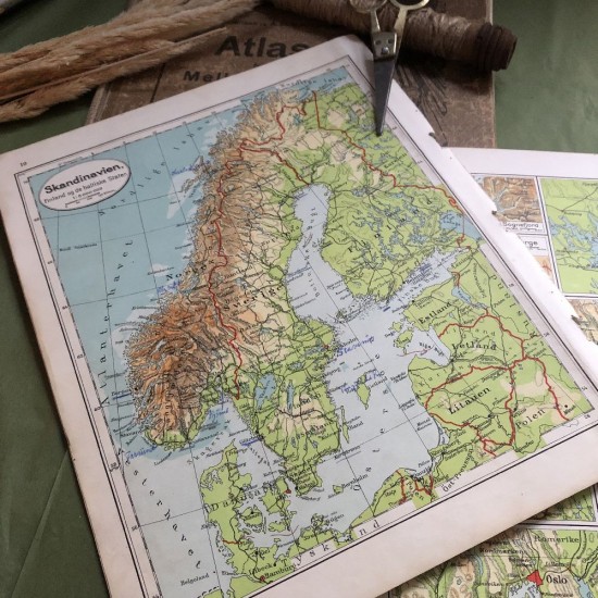 Landkort ark - enkeltvis fra atlas