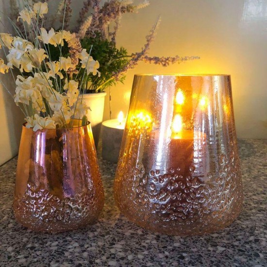 Hurricane vase orange lava 19 cm