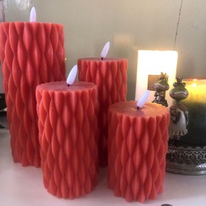 LED Bloklys 15 cm brændt orange LED Bloklys 15 cm brændt orange