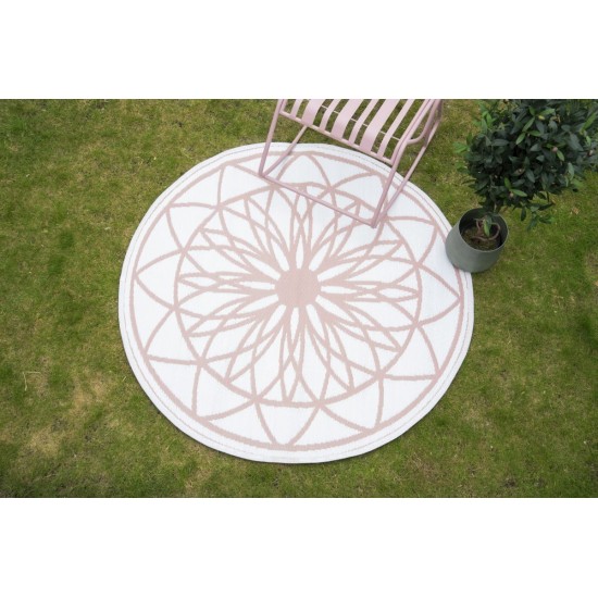 Terrasse tæppe Ø 150 cm pink to sider