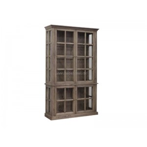 Vitrineskab med 4 låger og hylder genbrugstræ