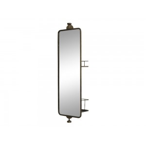 Spejl med 2 hylder bagpå H80cm messing