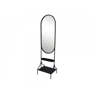 Gulvspejl med hylder H180cm Sort Gulvspejl med hylder H180cm Sort