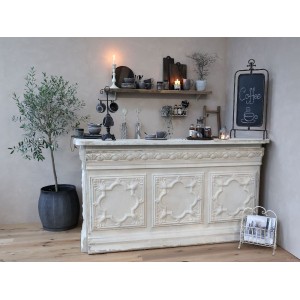 Vintage disk eller bar  med 1 hylde L217cm Hvid Vintage disk eller bar  med 1 hylde L217cm Hvid