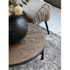 Sofabord med udskæringer Ø60cm Natur