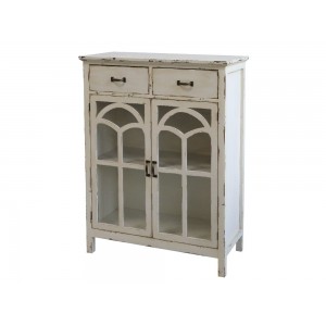 Kommode med buede glaslåger H92cm Creme