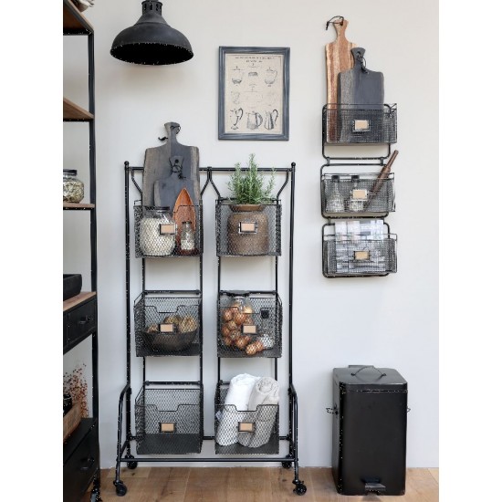 Fil de fer Reol til væg med 3 kurve 32x82cm Sort Fil de fer Reol til væg med 3 kurve 32x82cm Sort