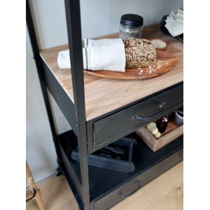 Reol på hjul med skuffer H200cm Sort