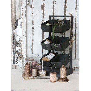 Hylde med 6 aftagelige kasser H58cm Sort