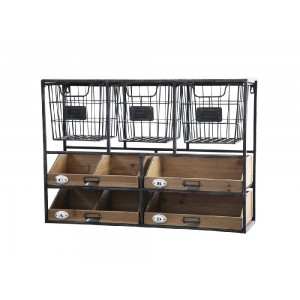 Vægreol med skuffer L71cm Sort Vægreol med skuffer L71cm Sort