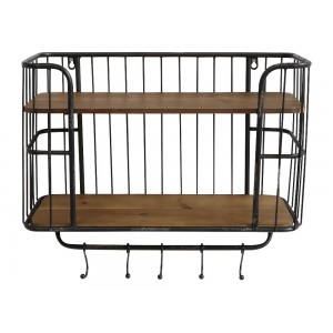 Hylde med 5 knager B52cm Sort